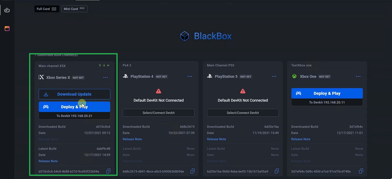 Save Edit Build panel