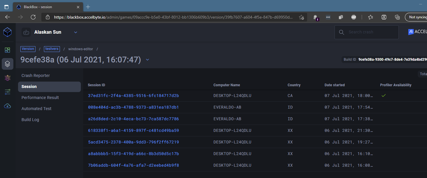 Select session with basic profiling