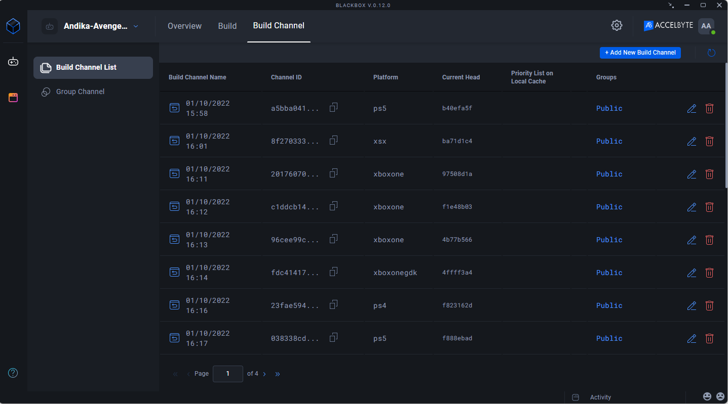 Build channel list panel